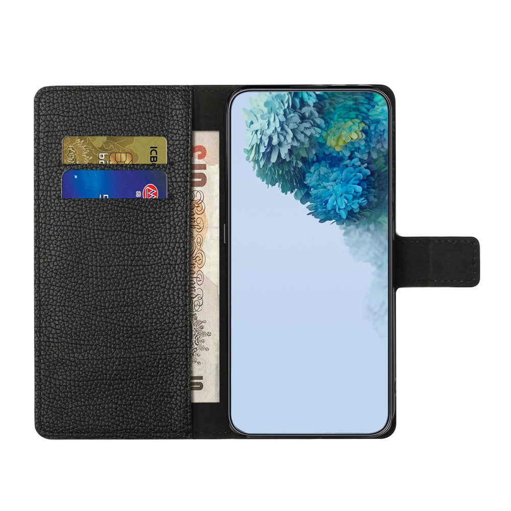 For Samsung Galaxy A57 5G Case PU Leather Wallet Phone Cover Litchi Texture, Black