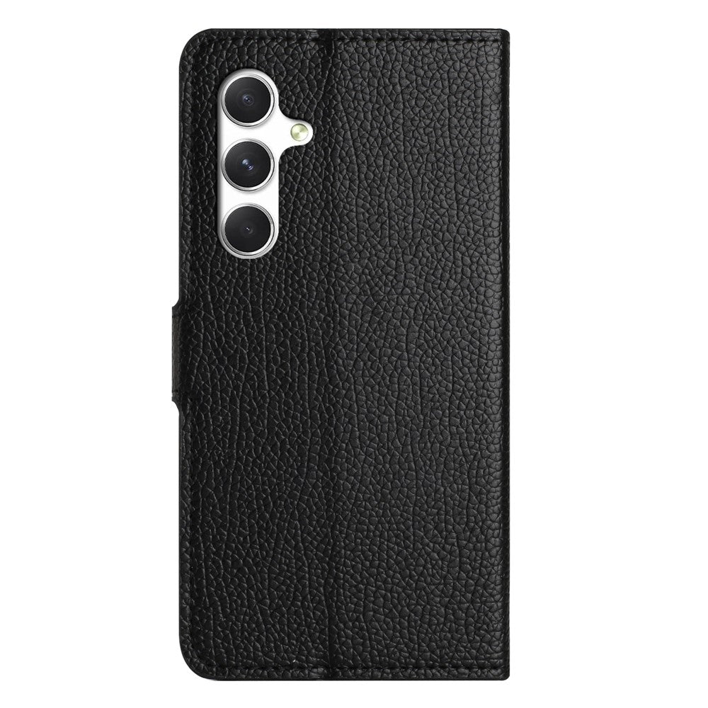 For Samsung Galaxy A57 5G Case PU Leather Wallet Phone Cover Litchi Texture, Black