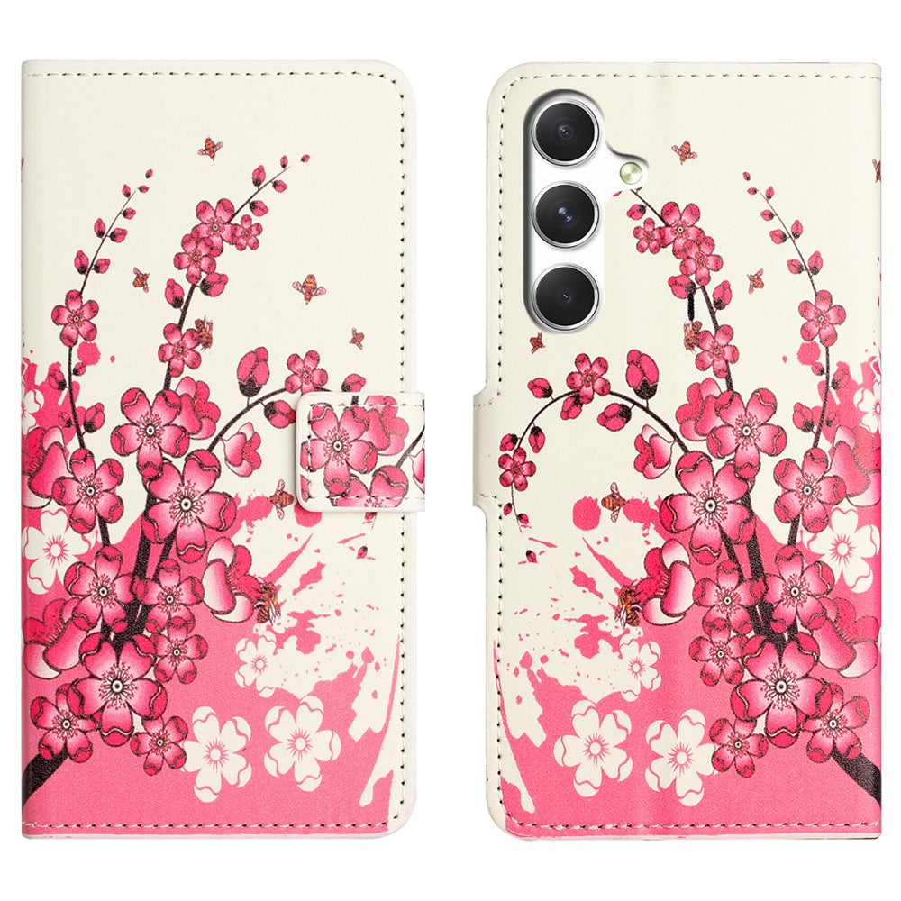 For Samsung Galaxy A57 5G Case Pattern Print PU Leather Wallet Phone Cover - Plum Blossom