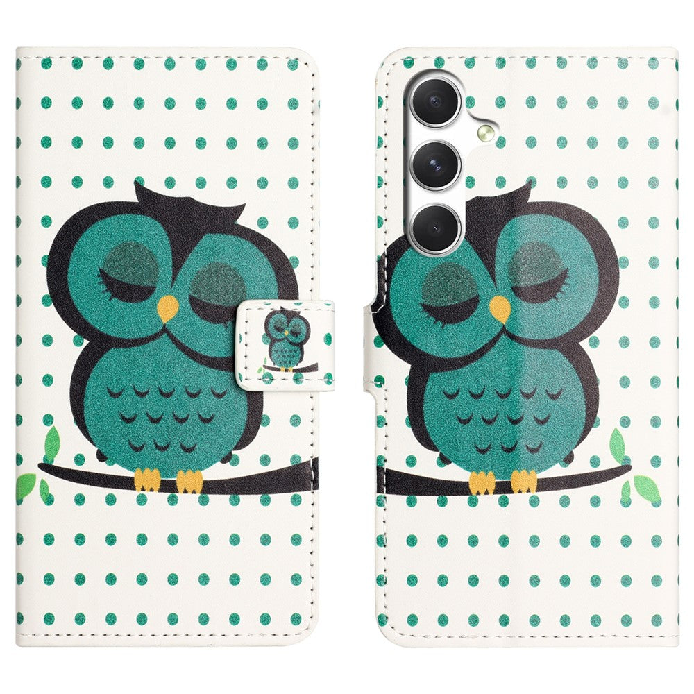 For Samsung Galaxy A57 5G Case Pattern Print PU Leather Wallet Phone Cover - Dots Owl