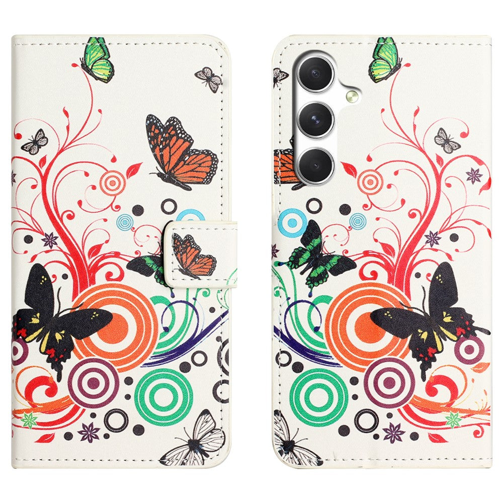 For Samsung Galaxy A57 5G Case Pattern Print PU Leather Wallet Phone Cover - White Butterfly