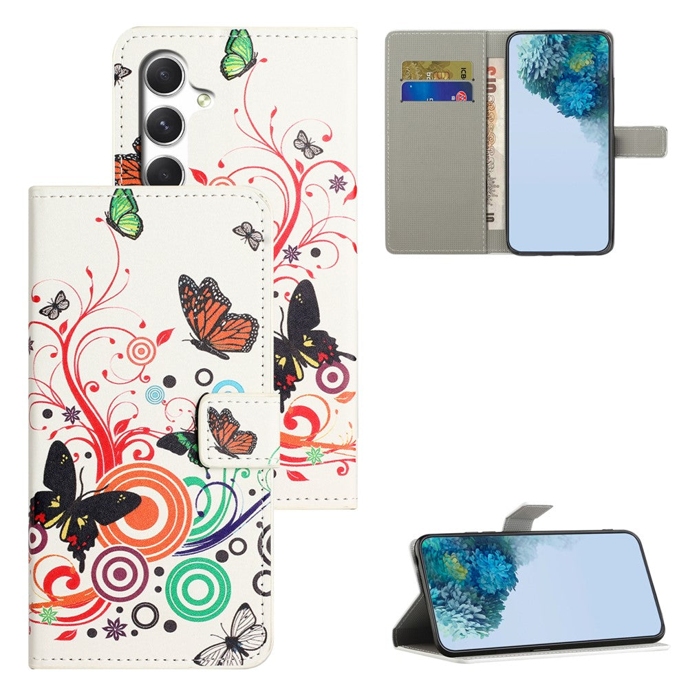 For Samsung Galaxy A57 5G Case Pattern Print PU Leather Wallet Phone Cover - White Butterfly
