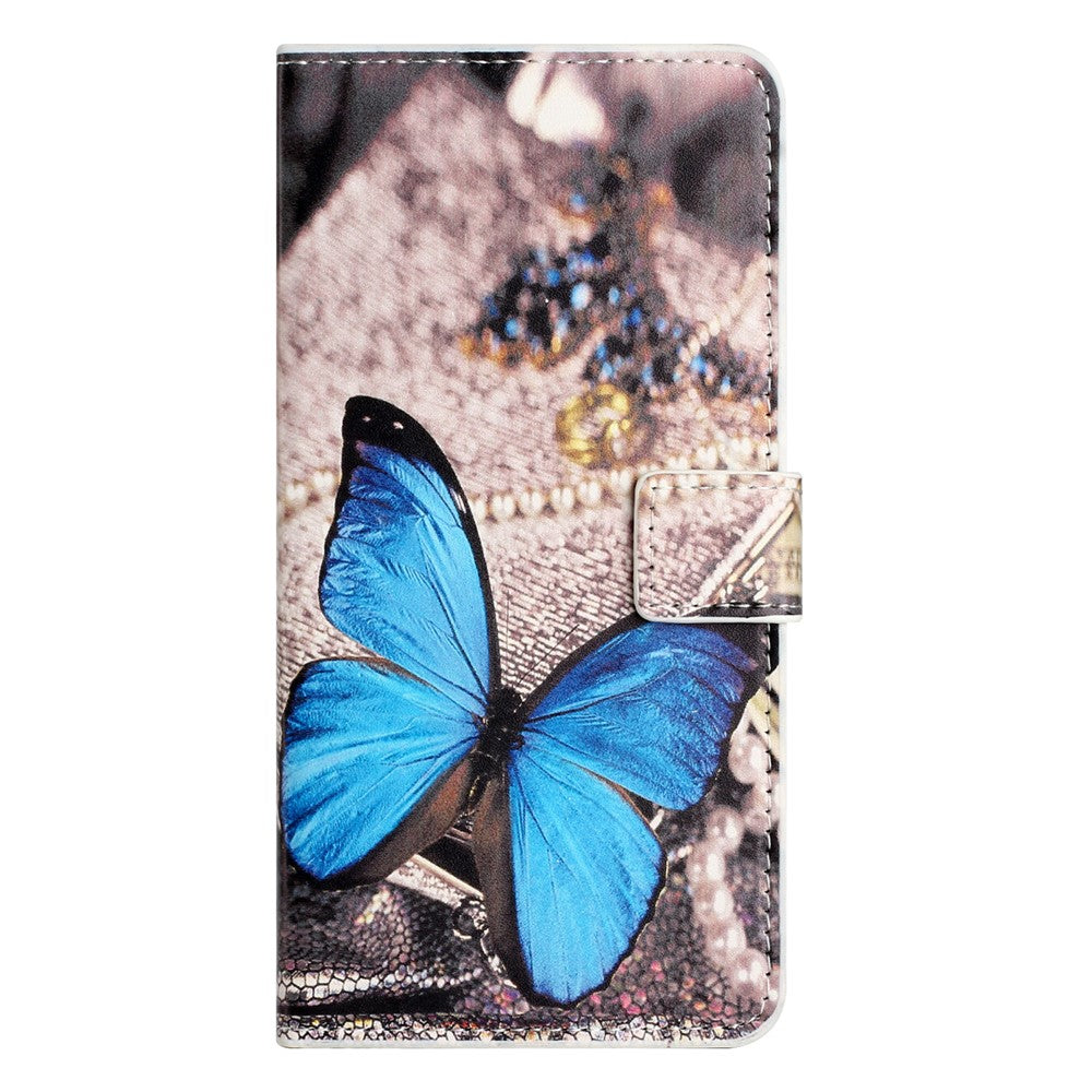 For Samsung Galaxy A57 5G Case Pattern Print PU Leather Wallet Phone Cover - Blue Butterfly