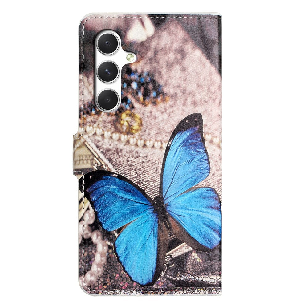 For Samsung Galaxy A57 5G Case Pattern Print PU Leather Wallet Phone Cover - Blue Butterfly