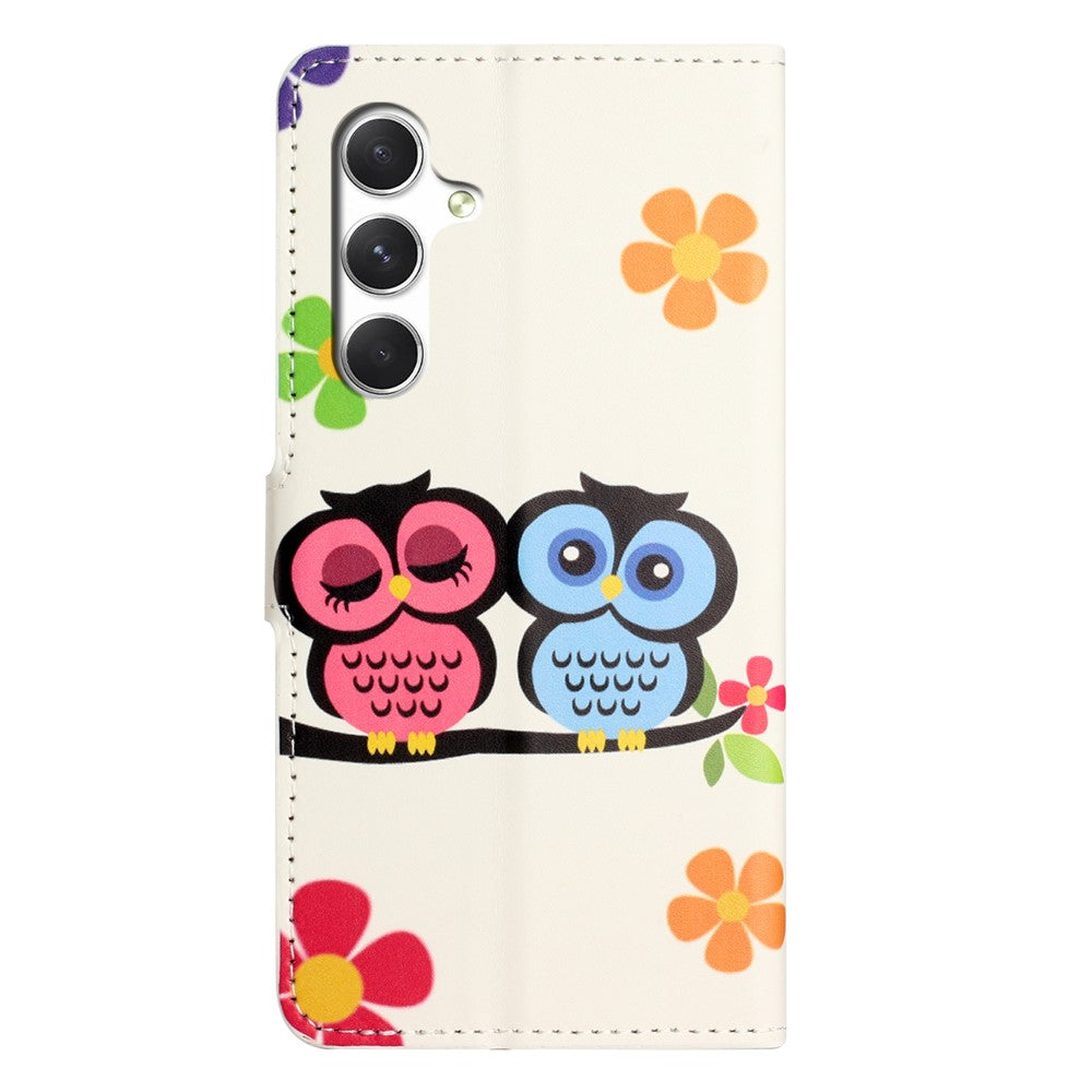 For Samsung Galaxy A57 5G Case Pattern Print PU Leather Wallet Phone Cover - Couple Owls