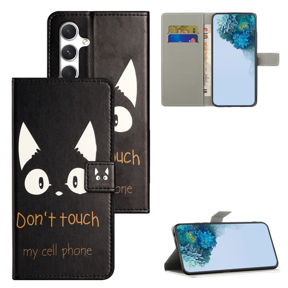 For Samsung Galaxy A57 5G Case Pattern Print PU Leather Wallet Phone Cover - Cat Ears