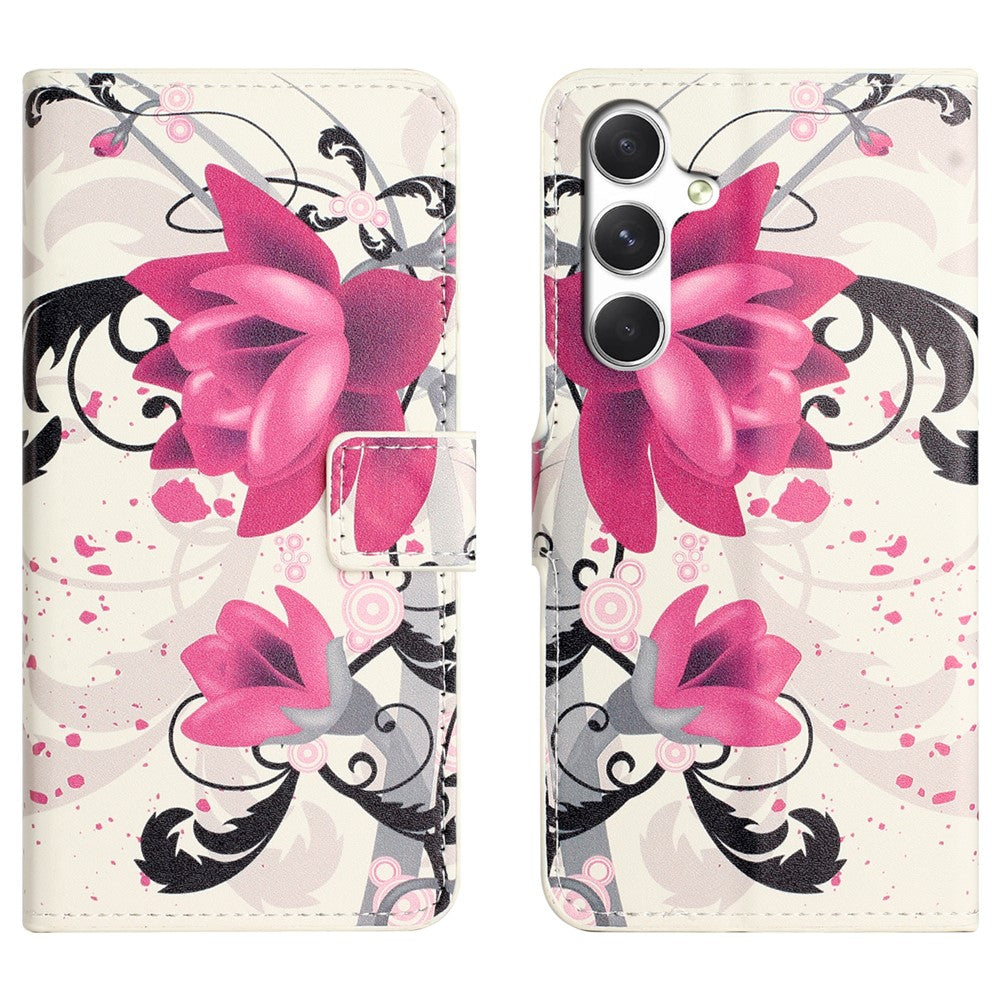For Samsung Galaxy A57 5G Case Pattern Print PU Leather Wallet Phone Cover -  Lotus