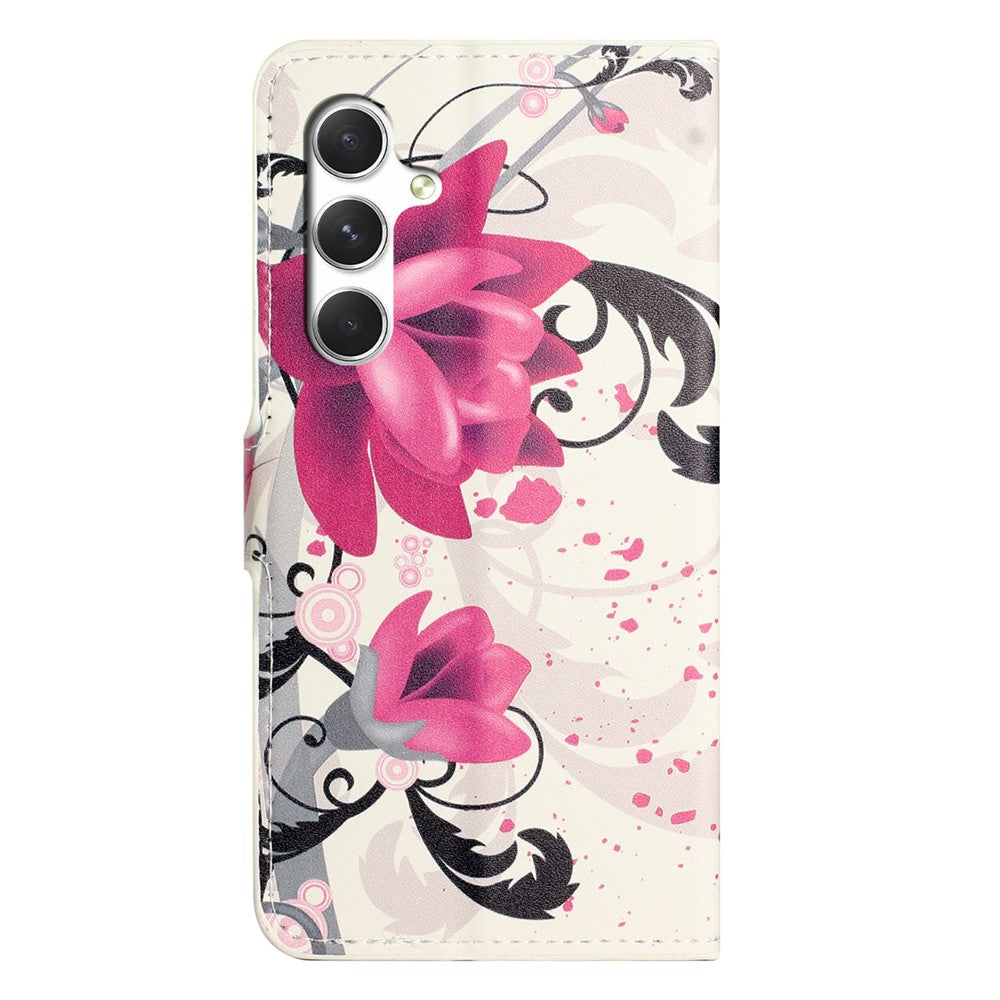 For Samsung Galaxy A57 5G Case Pattern Print PU Leather Wallet Phone Cover -  Lotus