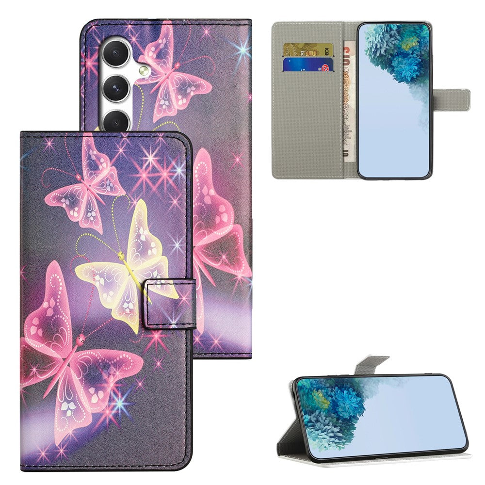 For Samsung Galaxy A57 5G Case Pattern Print PU Leather Wallet Phone Cover - Illusion Butterfly