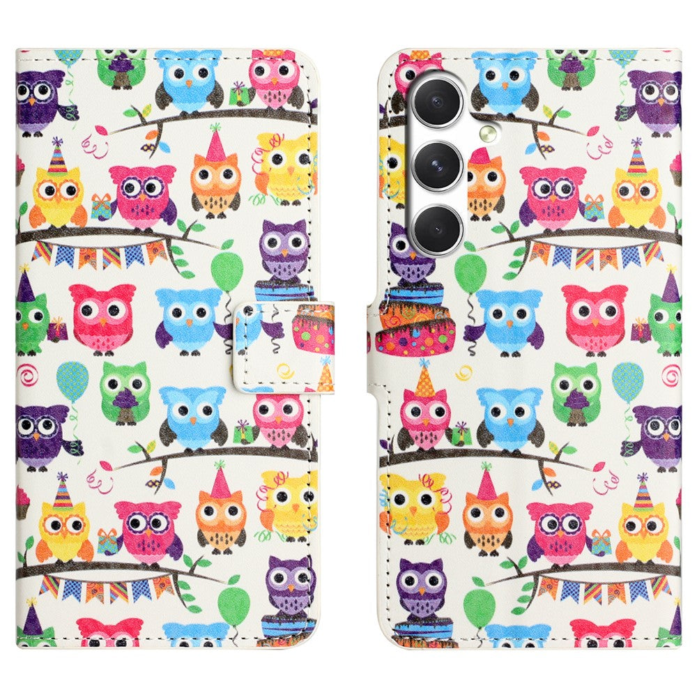 For Samsung Galaxy A57 5G Case Pattern Print PU Leather Wallet Phone Cover - Owls Sticker