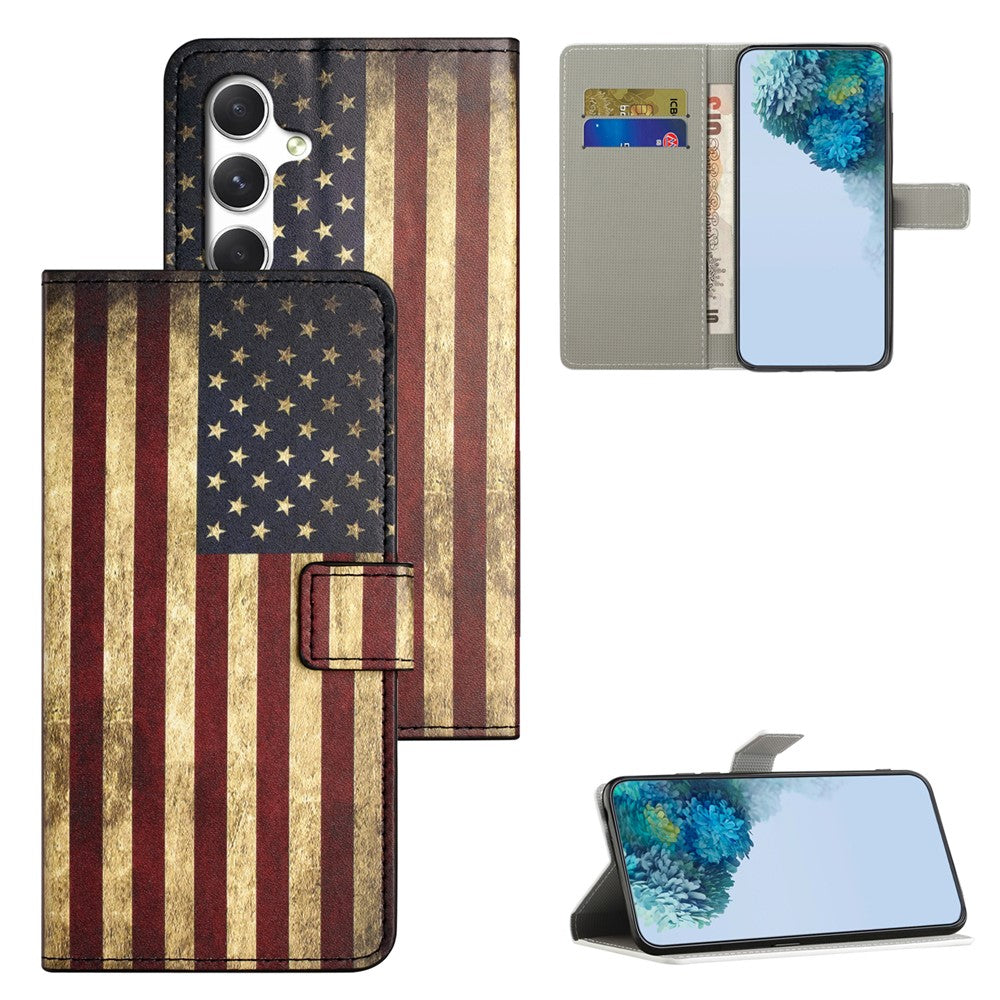 For Samsung Galaxy A57 5G Case Pattern Print PU Leather Wallet Phone Cover - The American Flag