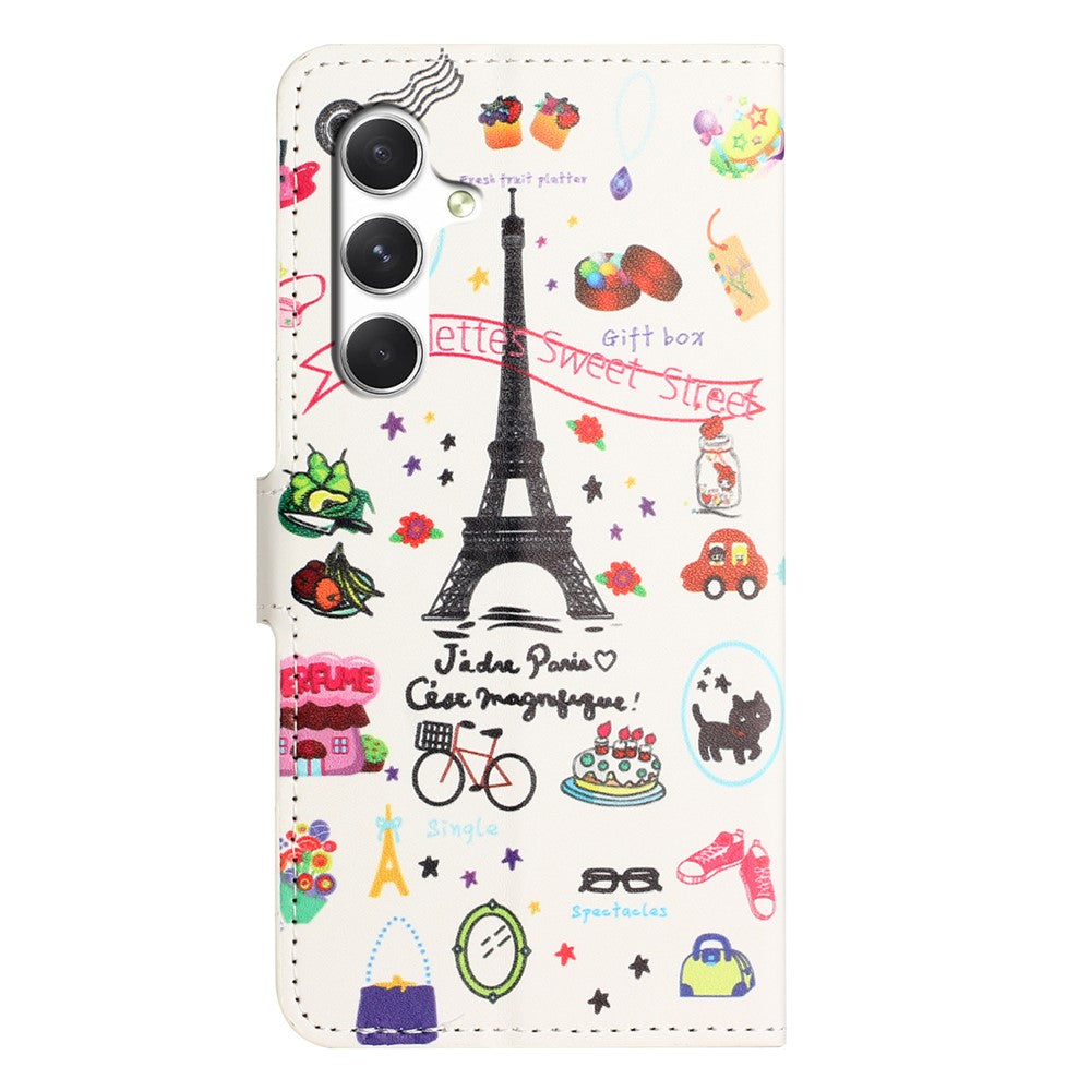 For Samsung Galaxy A57 5G Case Pattern Print PU Leather Wallet Phone Cover - Eiffel Tower
