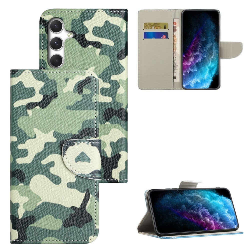 For Samsung Galaxy A57 5G Case Pattern Printing Cross Texture Leather Phone Cover - Camouflage