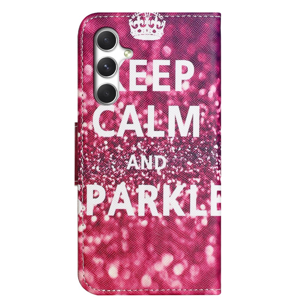 For Samsung Galaxy A57 5G Case Pattern Printing Cross Texture Leather Phone Cover - Keep Calm and Sparkle