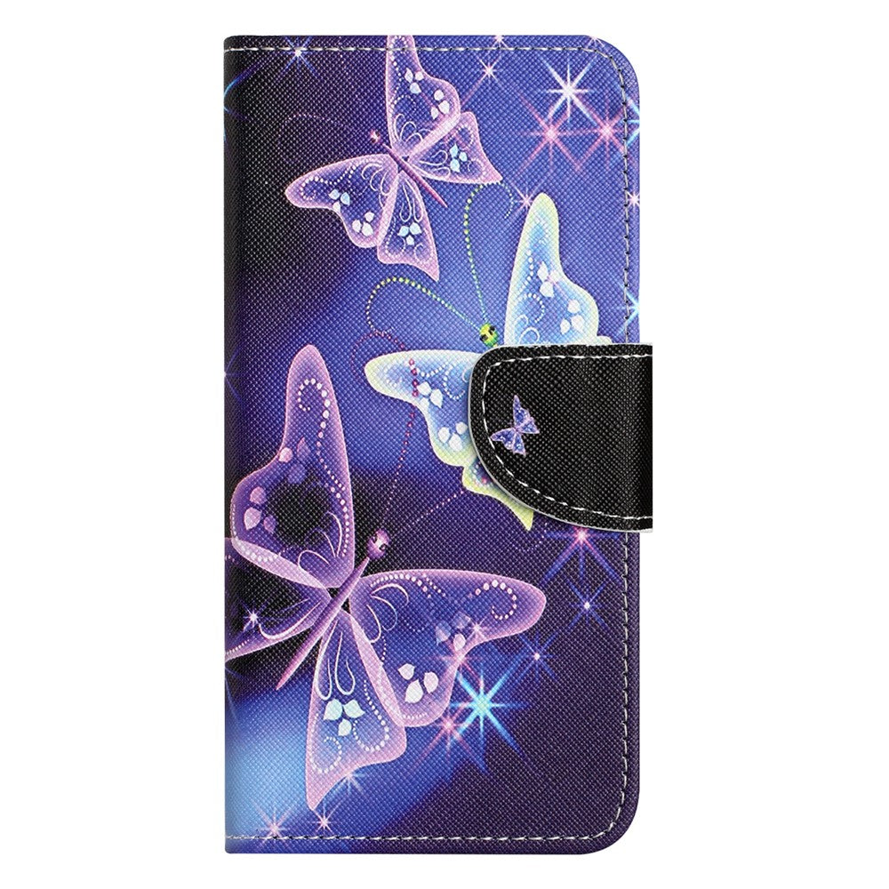For Samsung Galaxy A57 5G Case Pattern Printing Cross Texture Leather Phone Cover - Sparkling Butterfly