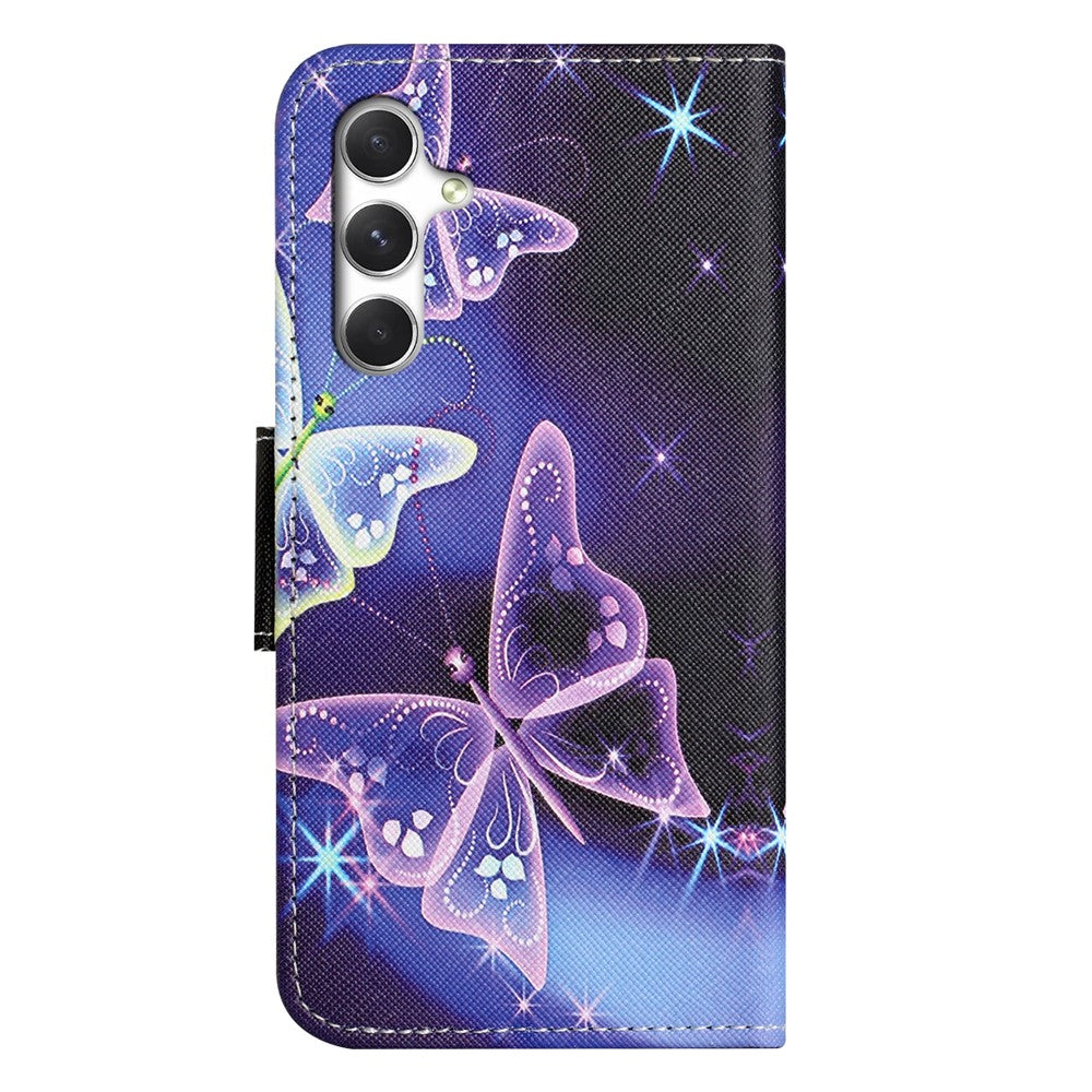 For Samsung Galaxy A57 5G Case Pattern Printing Cross Texture Leather Phone Cover - Sparkling Butterfly