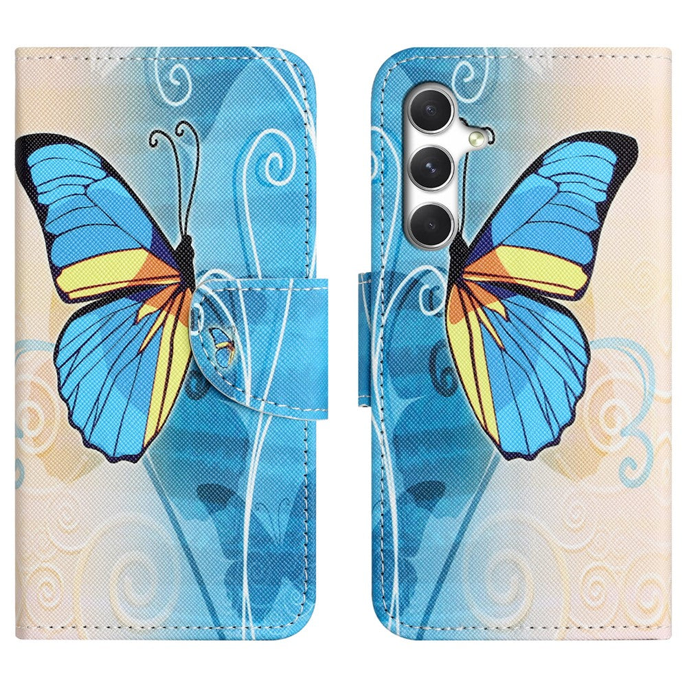 For Samsung Galaxy A57 5G Case Pattern Printing Cross Texture Leather Phone Cover - Butterfly