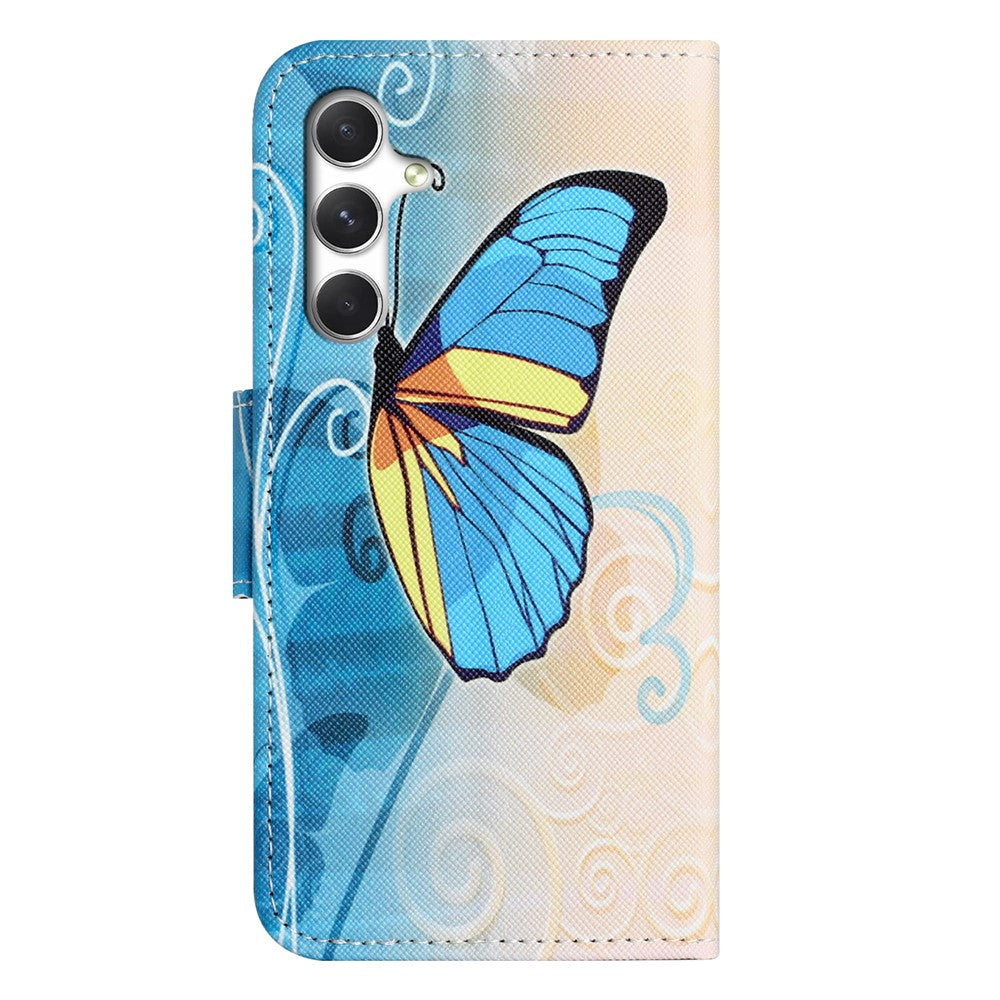 For Samsung Galaxy A57 5G Case Pattern Printing Cross Texture Leather Phone Cover - Butterfly