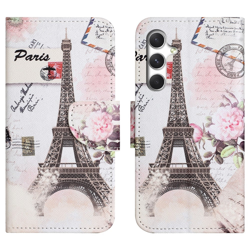 For Samsung Galaxy A57 5G Case Pattern Printing Cross Texture Leather Phone Cover - Tower