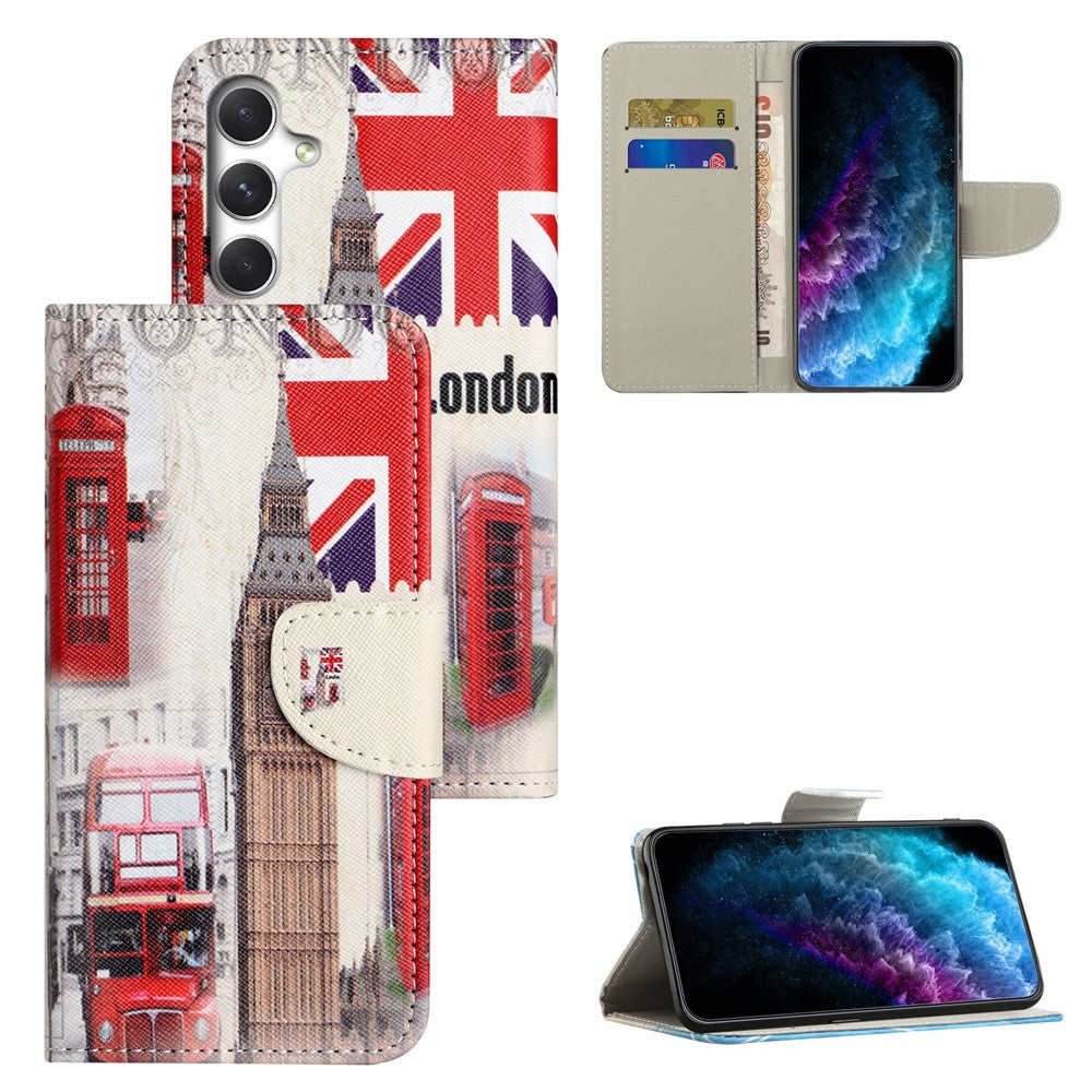 For Samsung Galaxy A57 5G Case Pattern Printing Cross Texture Leather Phone Cover - London Big Ben