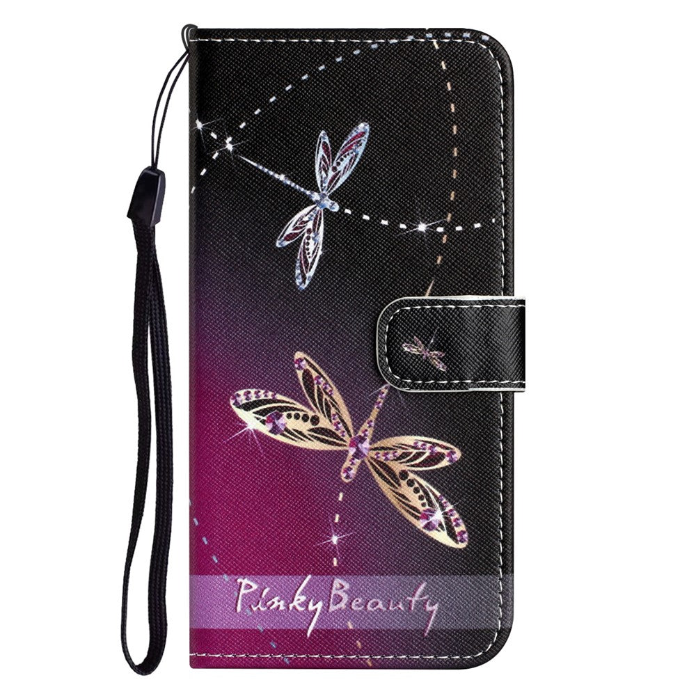 For Samsung Galaxy A57 5G Case Pattern Print PU Leather Wallet Phone Cover Cross Texture - Dragonfly