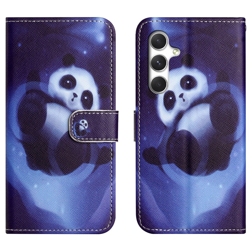 For Samsung Galaxy A57 5G Case Pattern Print PU Leather Wallet Phone Cover Cross Texture - Panda