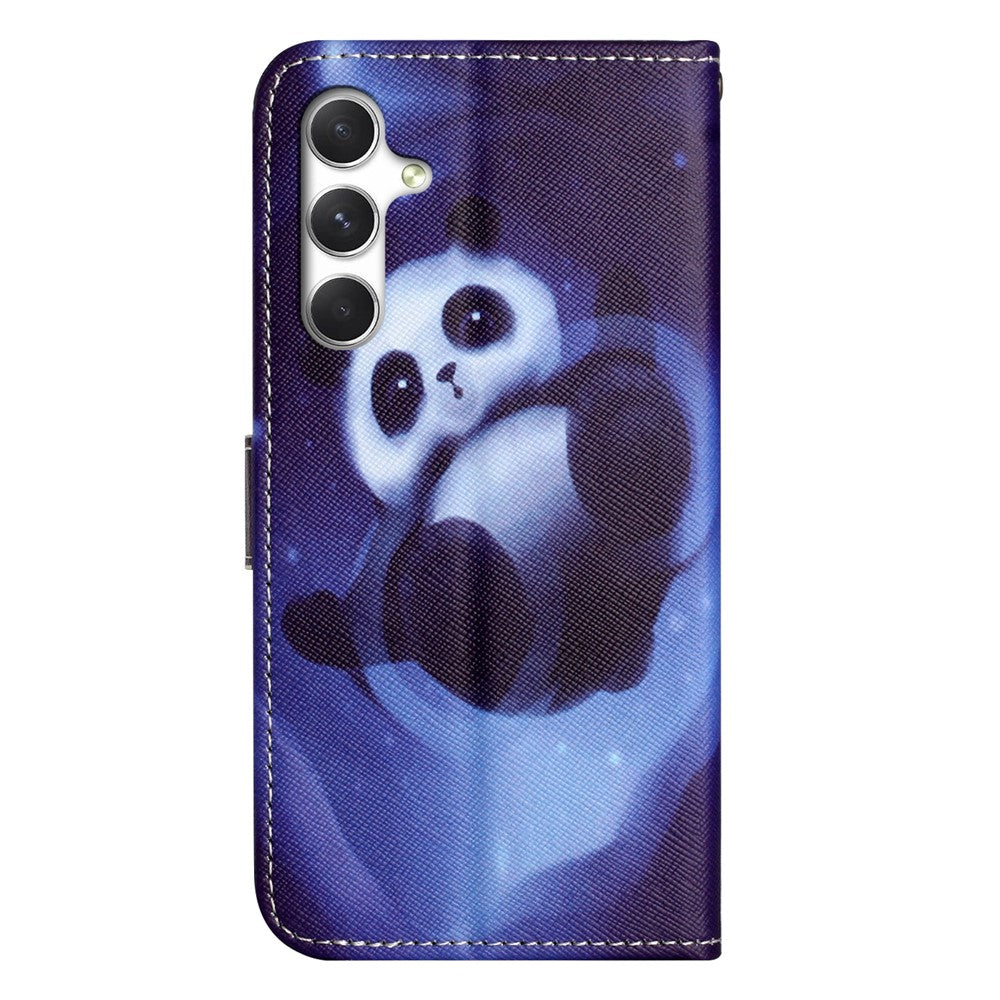 For Samsung Galaxy A57 5G Case Pattern Print PU Leather Wallet Phone Cover Cross Texture - Panda