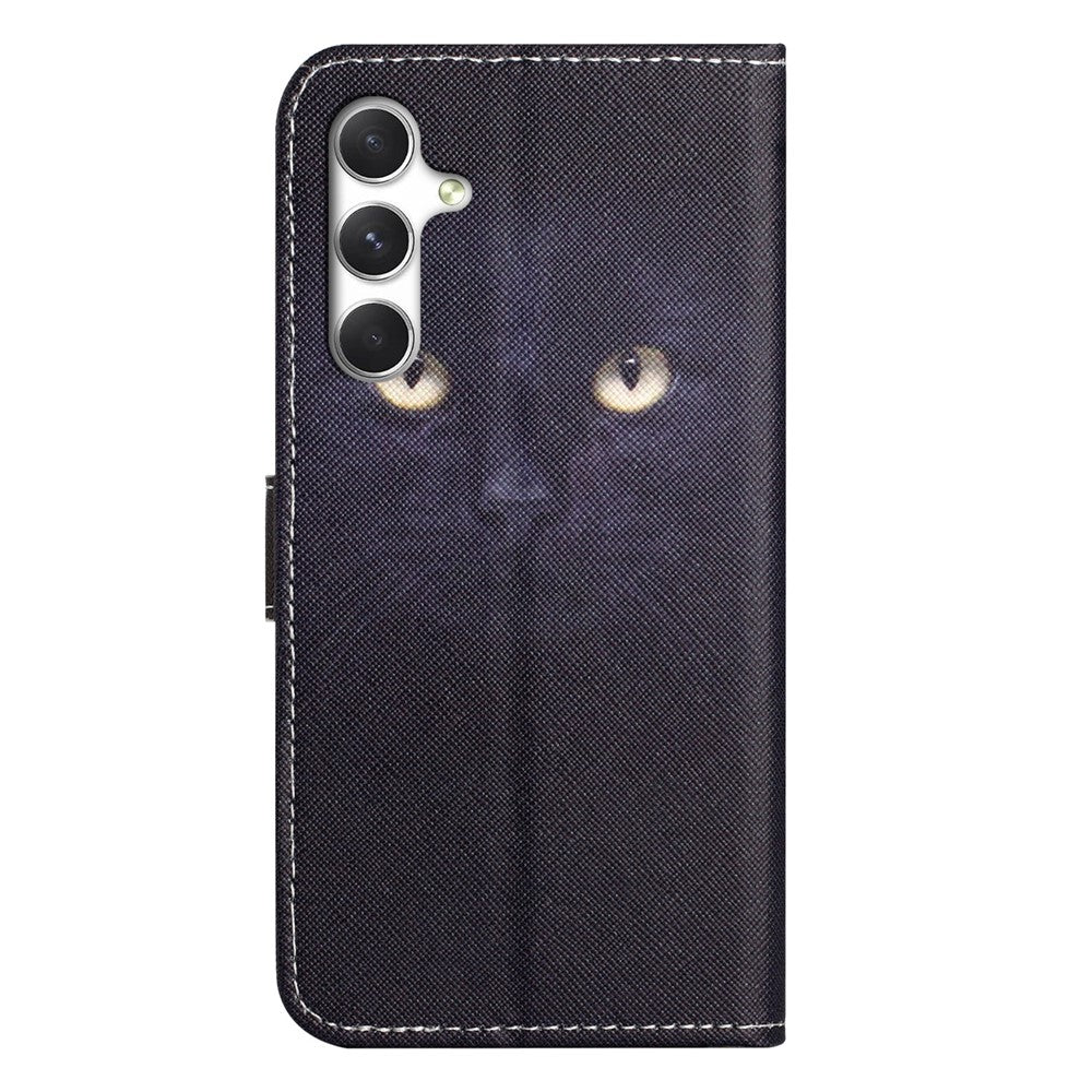 For Samsung Galaxy A57 5G Case Pattern Print PU Leather Wallet Phone Cover Cross Texture - Cat's Eye
