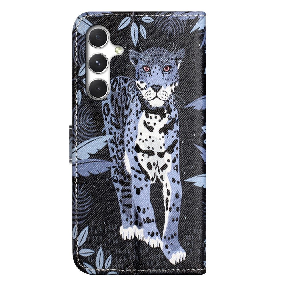 For Samsung Galaxy A57 5G Case Pattern Print PU Leather Wallet Phone Cover Cross Texture - Leopard