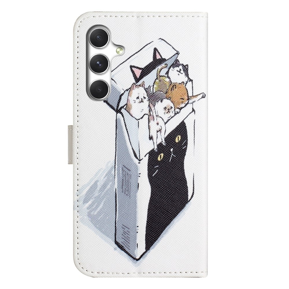 For Samsung Galaxy A57 5G Case Pattern Print PU Leather Wallet Phone Cover Cross Texture - Cats