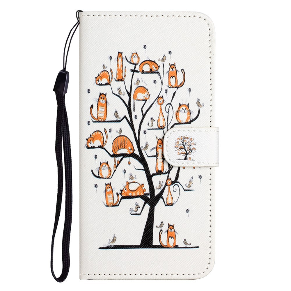 For Samsung Galaxy A57 5G Case Pattern Print PU Leather Wallet Phone Cover Cross Texture - Cat and Tree