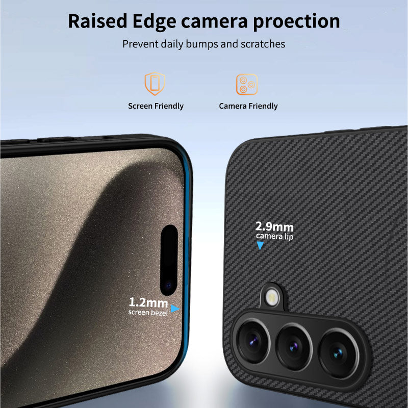 For Samsung Galaxy A57 5G Magnetic Case WANLONFENG TQ Series Carbon Fiber Texture PC TPU Phone Cover - Sapphire