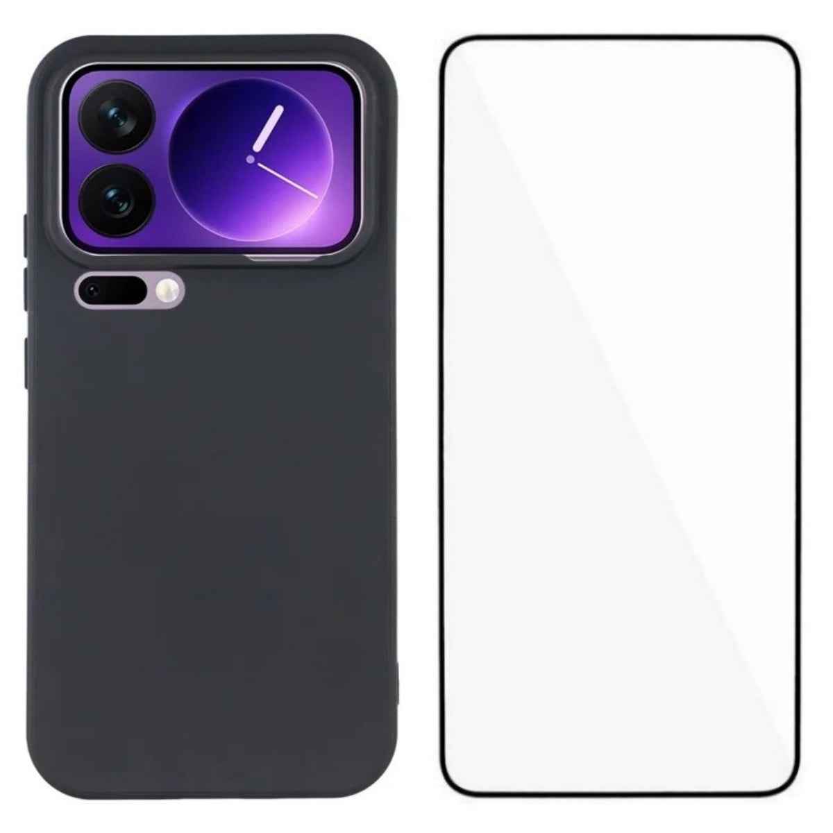 For Xiaomi 17 Pro Case WANLONFENG ZB Series Precise Cutouts Straight Edge TPU Phone Cover with Tempered Glass Film - Black