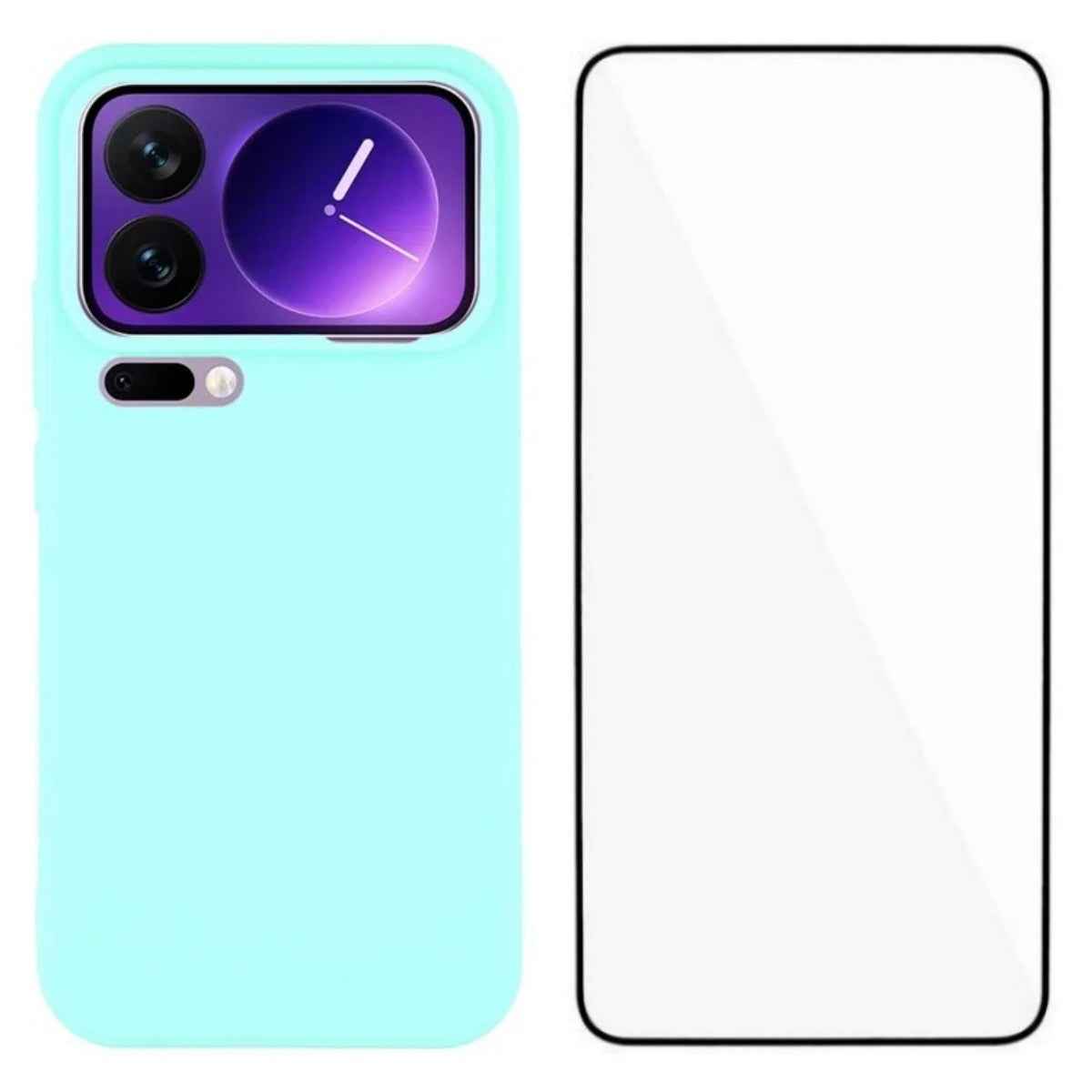 For Xiaomi 17 Pro Case WANLONFENG ZB Series Precise Cutouts Straight Edge TPU Phone Cover with Tempered Glass Film - Baby Blue