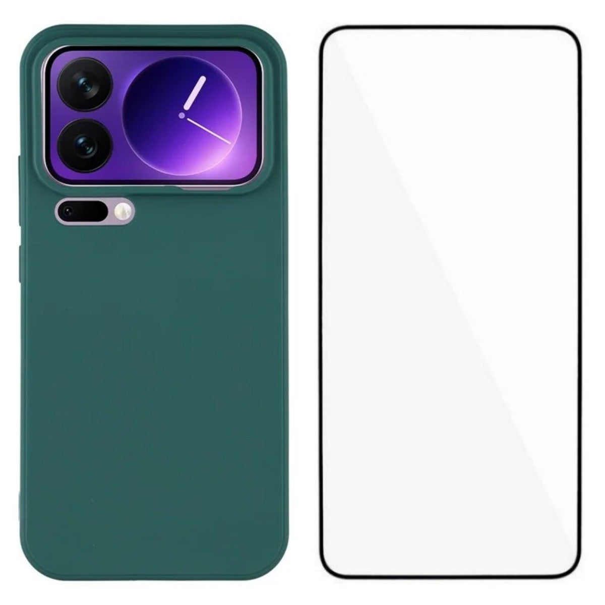 For Xiaomi 17 Pro Max Case WANLONFENG ZB Series Precise Cutouts Straight Edge TPU Phone Cover with Tempered Glass Film - Army Green