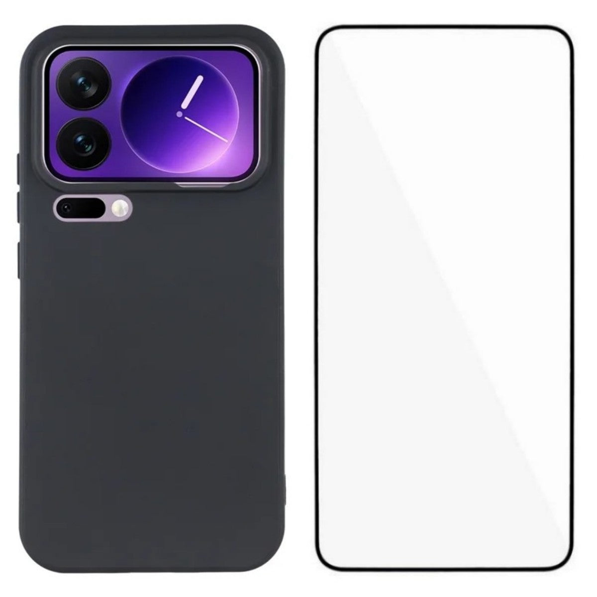 For Xiaomi 17 Pro Max Case WANLONFENG ZB Series Precise Cutouts Straight Edge TPU Phone Cover with Tempered Glass Film - Black