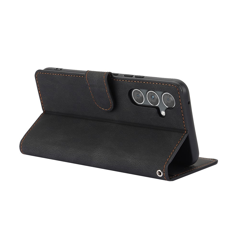 For Samsung Galaxy A57 5G Case PU Leather Phone Cover with Wallet Stand - Black
