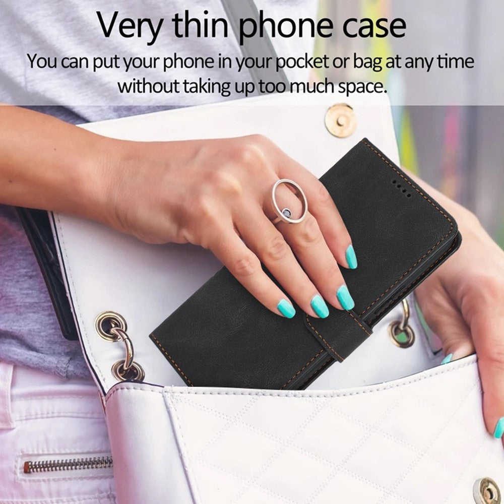 For Samsung Galaxy A57 5G Case PU Leather Phone Cover with Wallet Stand - Black