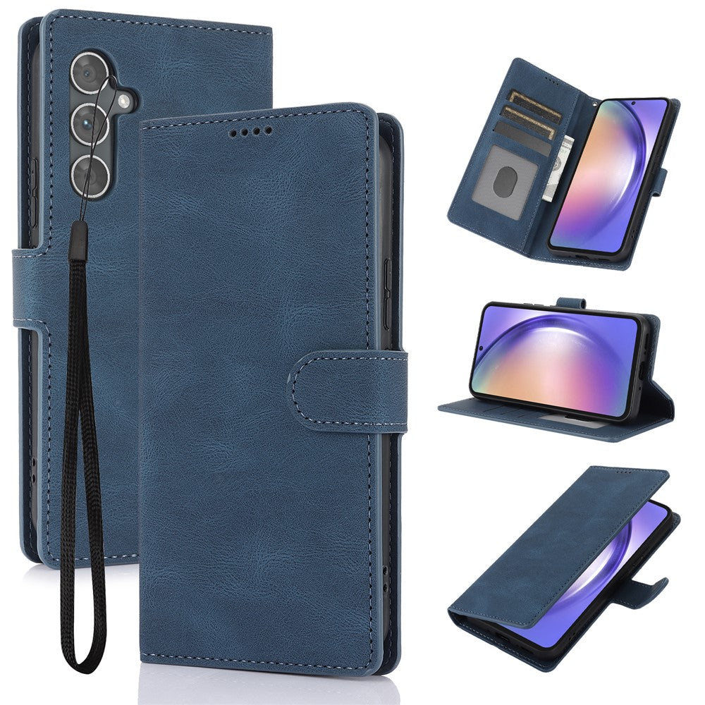 For Samsung Galaxy A57 5G Case PU Leather Phone Cover with Wallet Stand - Blue