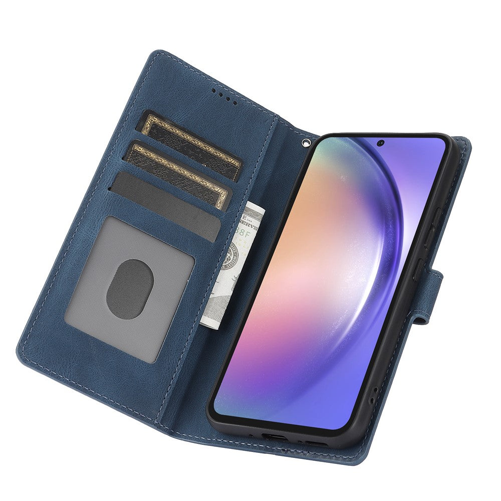 For Samsung Galaxy A57 5G Case PU Leather Phone Cover with Wallet Stand - Blue