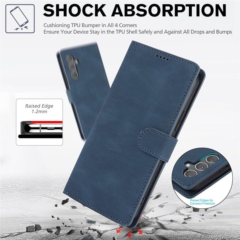 For Samsung Galaxy A57 5G Case PU Leather Phone Cover with Wallet Stand - Blue
