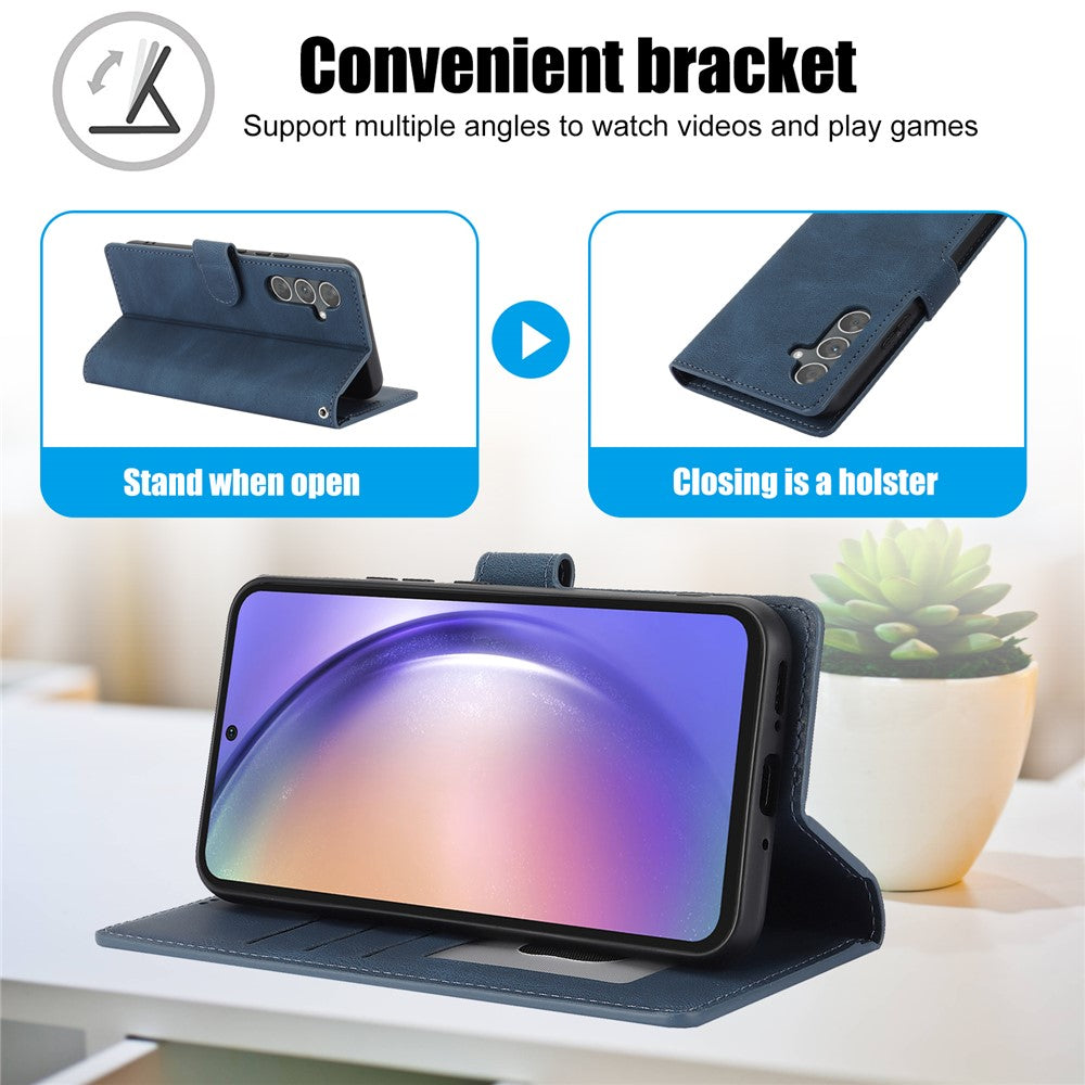 For Samsung Galaxy A57 5G Case PU Leather Phone Cover with Wallet Stand - Blue