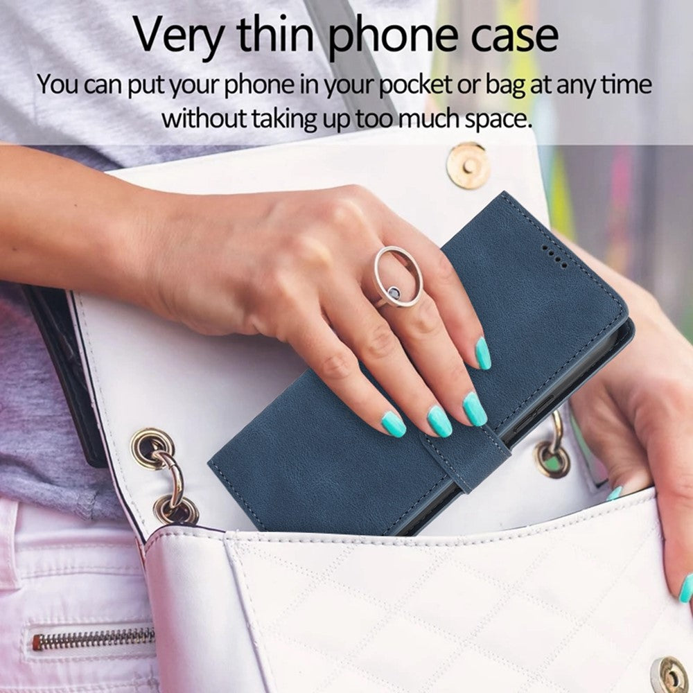 For Samsung Galaxy A57 5G Case PU Leather Phone Cover with Wallet Stand - Blue