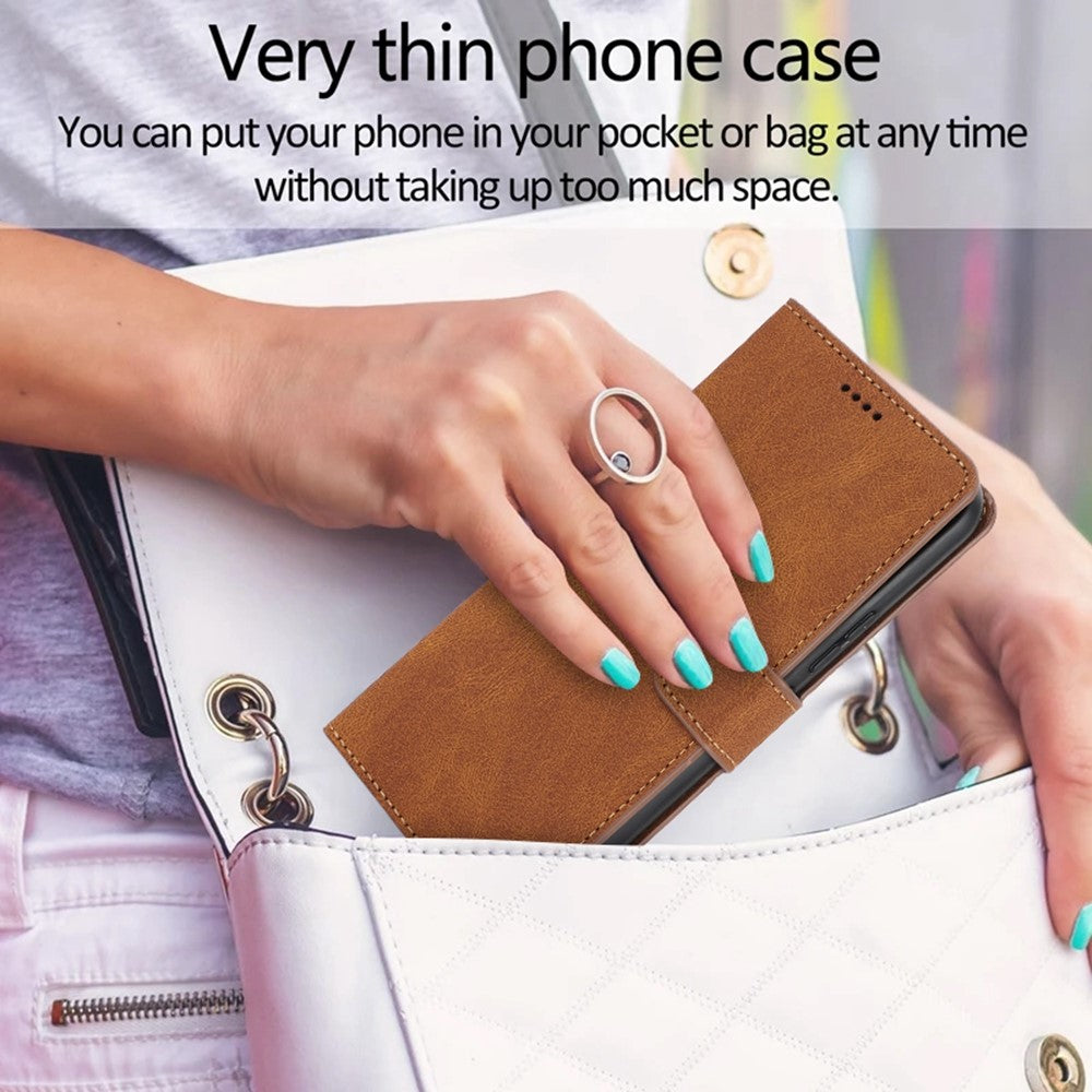 For Samsung Galaxy A57 5G Case PU Leather Phone Cover with Wallet Stand - Brown