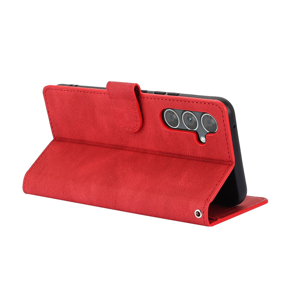 For Samsung Galaxy A57 5G Case PU Leather Phone Cover with Wallet Stand - Red