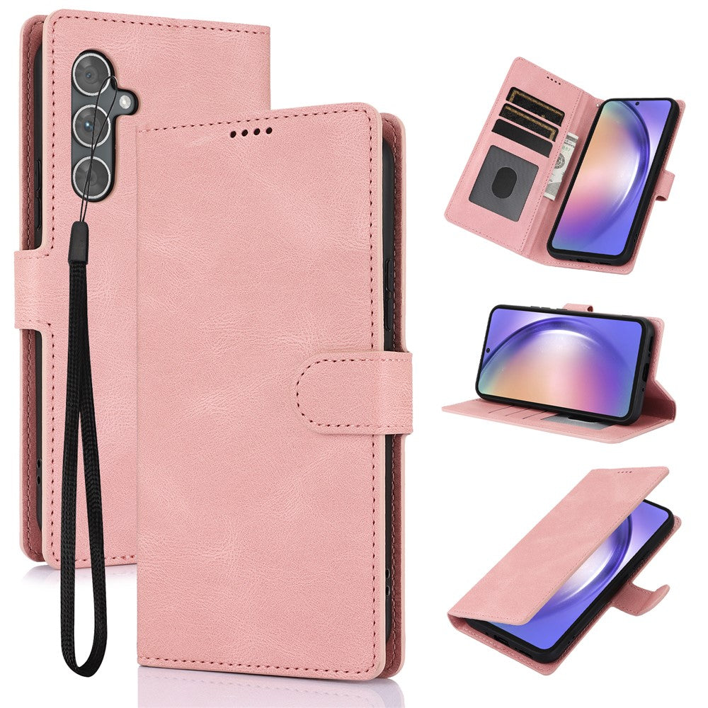 For Samsung Galaxy A57 5G Case PU Leather Phone Cover with Wallet Stand - Pink