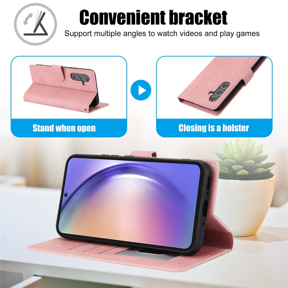 For Samsung Galaxy A57 5G Case PU Leather Phone Cover with Wallet Stand - Pink