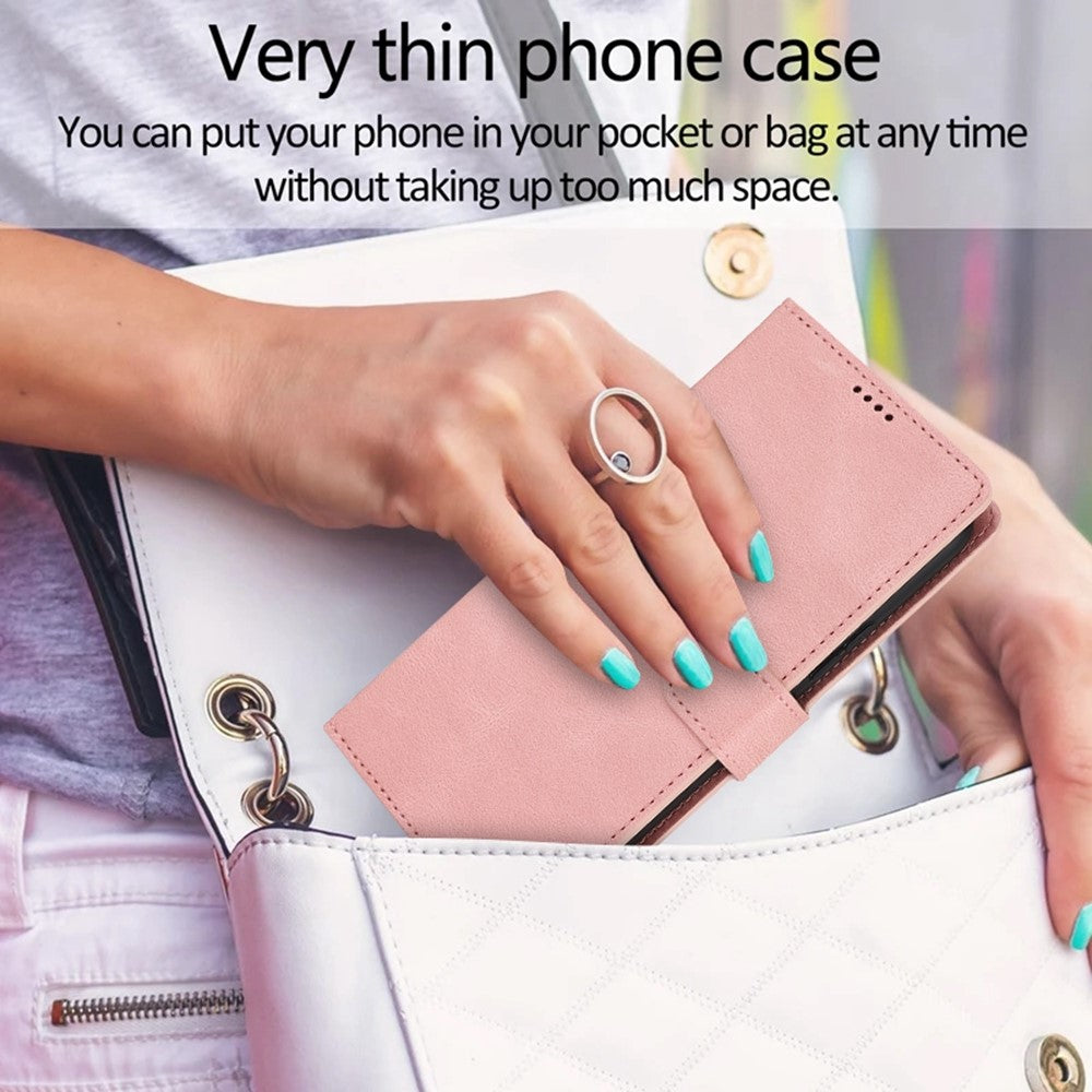 For Samsung Galaxy A57 5G Case PU Leather Phone Cover with Wallet Stand - Pink