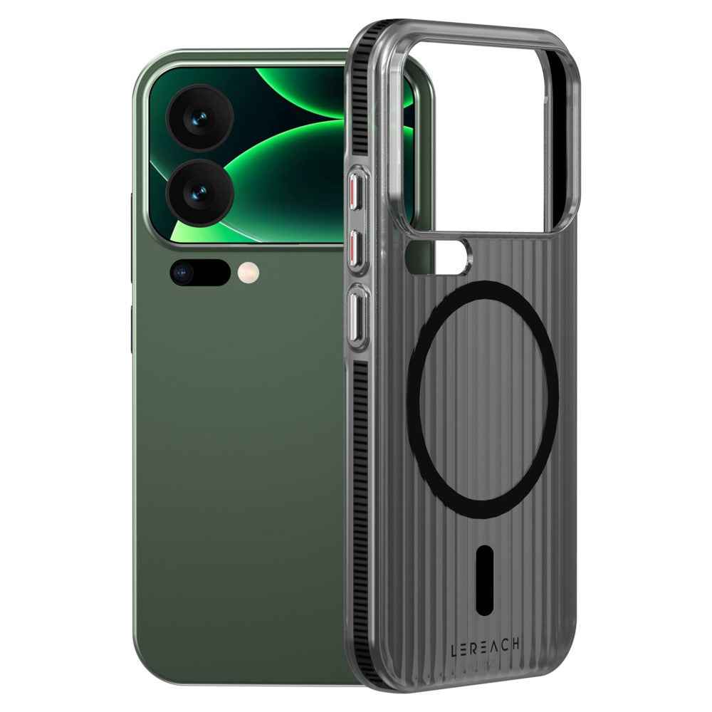 LEREACH TOC Series for Xiaomi 17 Pro Magnetic Case Flowing Grid PC Phone Cover - Black