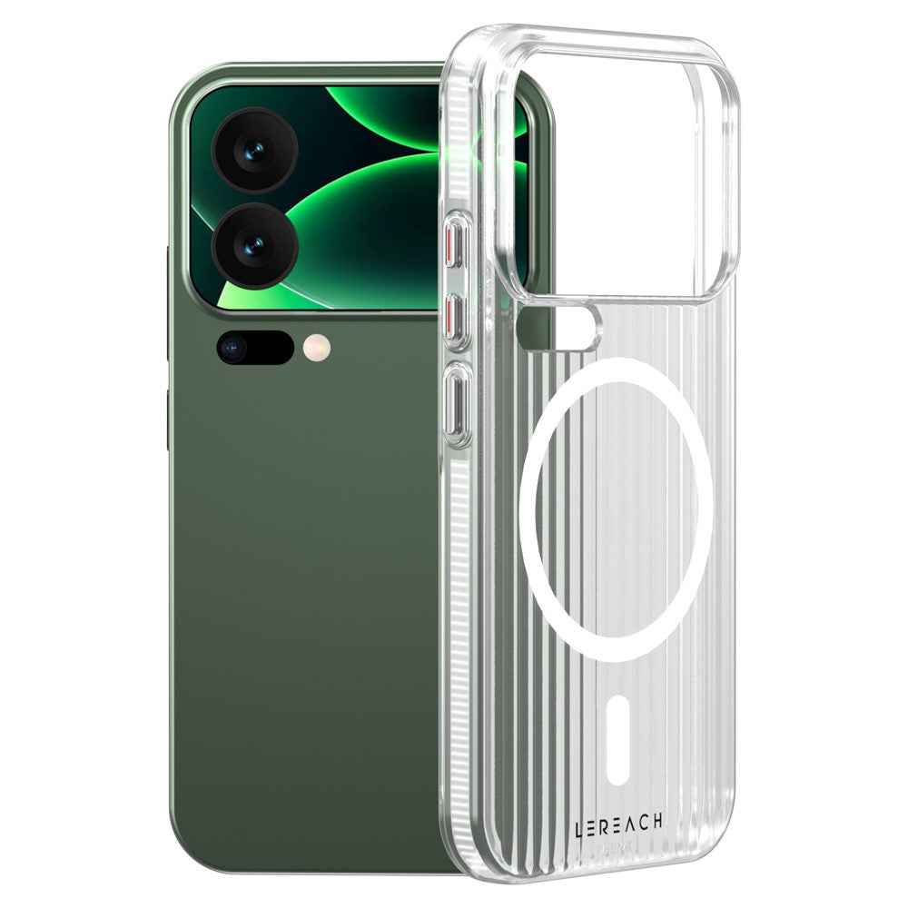 LEREACH TOC Series for Xiaomi 17 Pro Magnetic Case Flowing Grid PC Phone Cover - White